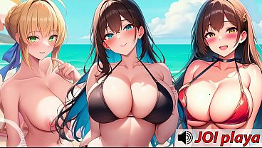 Chicas hentai te pajean en grupo en la playa
